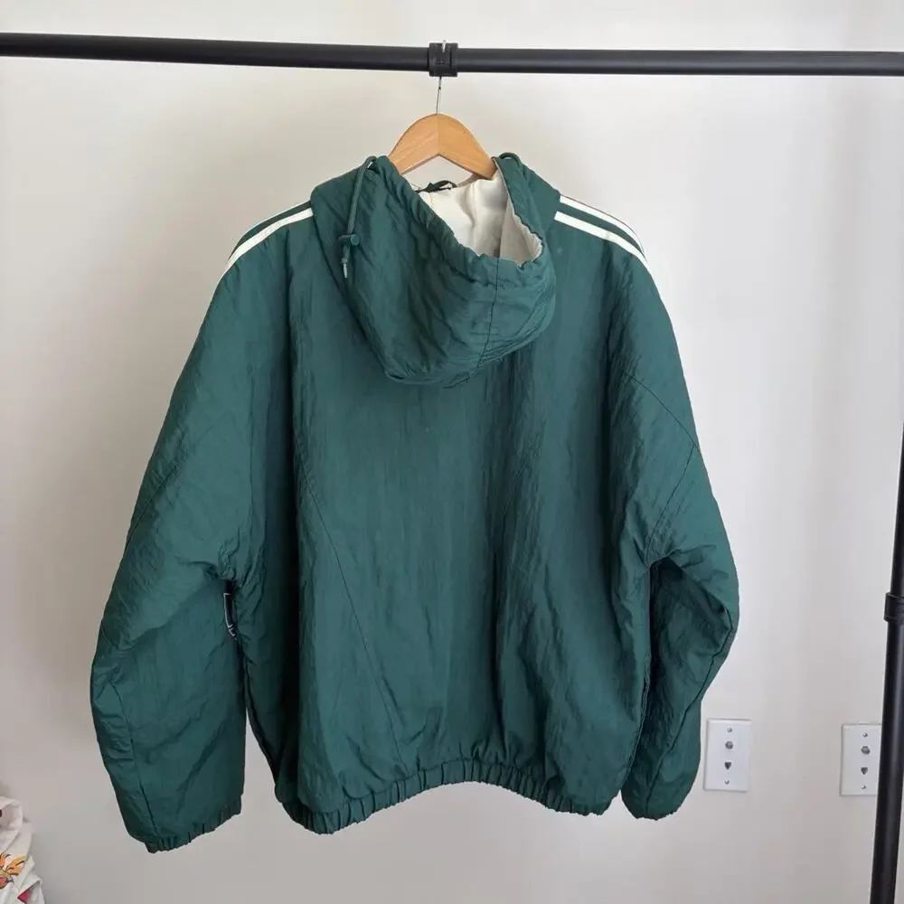 Vintage 90s Adidas Streetwear Green Big Logo Men’s L Nylon Windbreaker Jacket